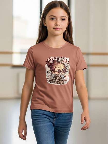 HELLCAT Girls Printed
                    Round Neck Regular Fit T-shirt