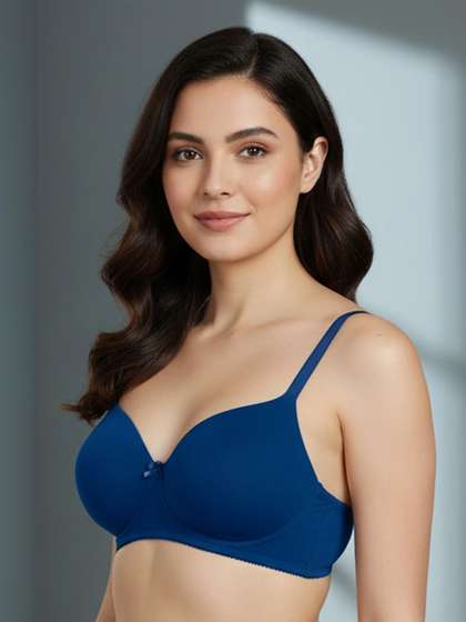 Zivame Blue Solid
                        Non-Wired Lightly Padded T-shirt Bra ZI1137CORE