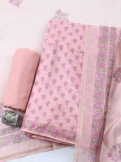 Meena Bazaar Printed
                        Art Silk Unstitched Dress Material