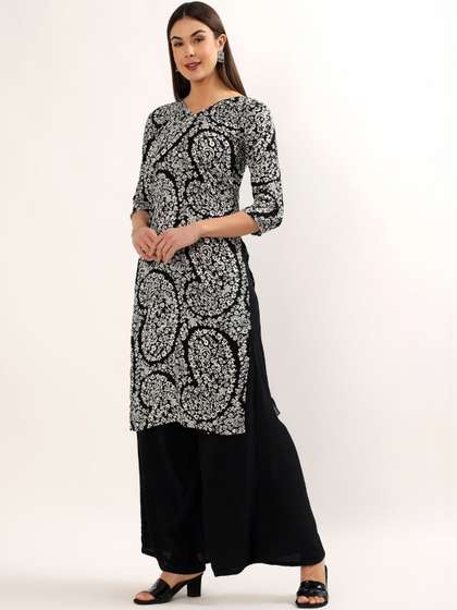 Diamond Drape
                          Labels Printed V-Neck Pure Cotton Kurti