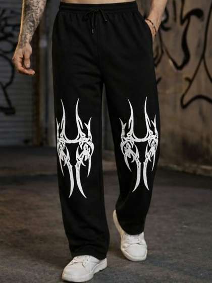 GLITO Men Baggy
                        Graphic Print Joggers