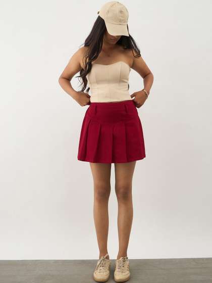Noh.Voh - SASSAFRAS Kids
                    Girls Denim Cherry Red Mini A-Line Skirt