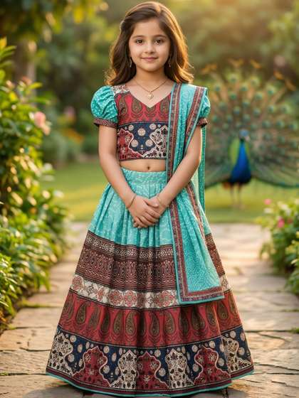 KALINI Girls Printed
                    Ready to Wear Lehenga & Blouse With Dupatta