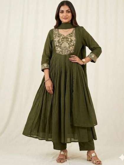 Anouk Mirage Women
                        Floral Printed Regular Pure Cotton Kurta with
                        Trousers & With Dupatta
