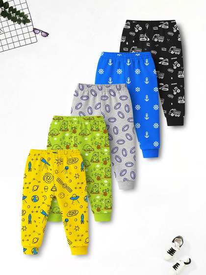 YK X Trampoline Pack
                      of 5 Regular Fit Graphic Print Joggers