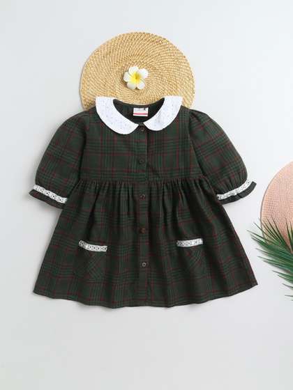 BAATCHEET Checked
                    Three-Quarter Dress