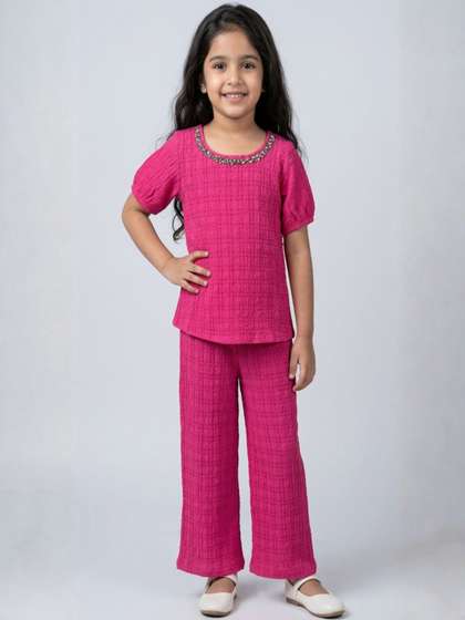 Lil Townie Girls
                    Embellished Round T-Shirt With Trousers