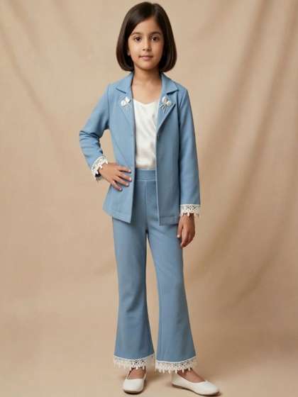 Lil Townie Girls Shirt
                    Collar Blazer With Trousers