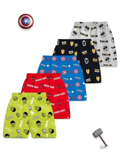 YK Marvel Boys Humour
                      and Comic Printed Hulk Shorts
