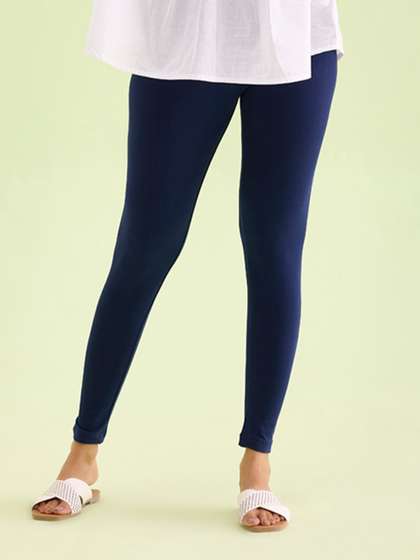 Go Colors Women
                          Navy Blue Solid Ankle-Length Leggings
