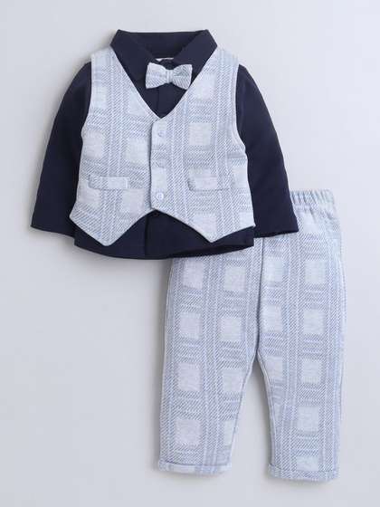 BUMZEE Boys Full Sleeves
                    Shirt Waistcoat & Pant Set