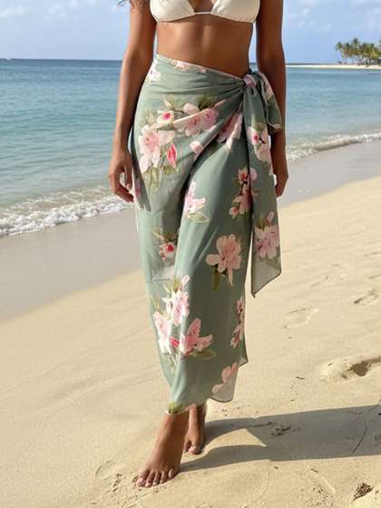 Aoba Floral Printed
                        Calf Length Cover Up Sarong