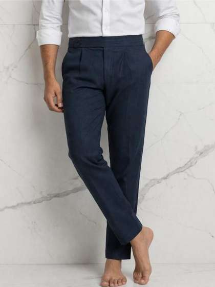 The Roadster
                        Lifestyle Co Men Pure Cotton Slim Fit Pleated
                        Formal Trousers
