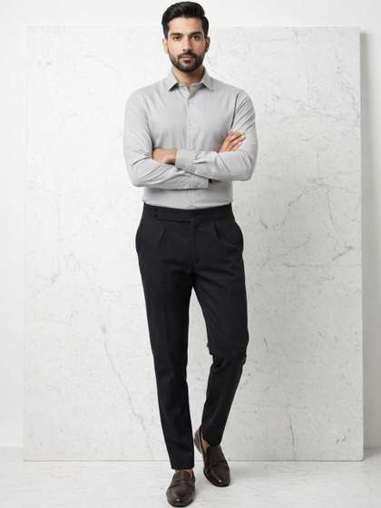 The Roadster
                        Lifestyle Co Men Pure Cotton Slim Fit Pleated
                        Formal Trousers
