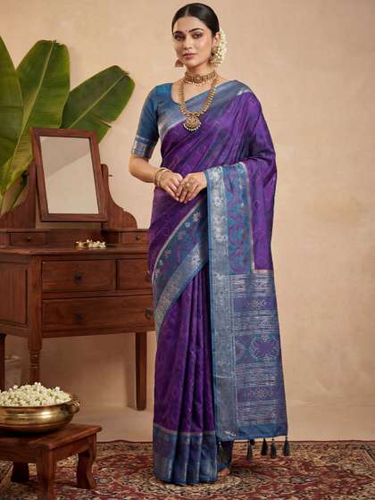 House of Pataudi
                        Woven Design Pochampally Blouse Piece &
                        Sarees