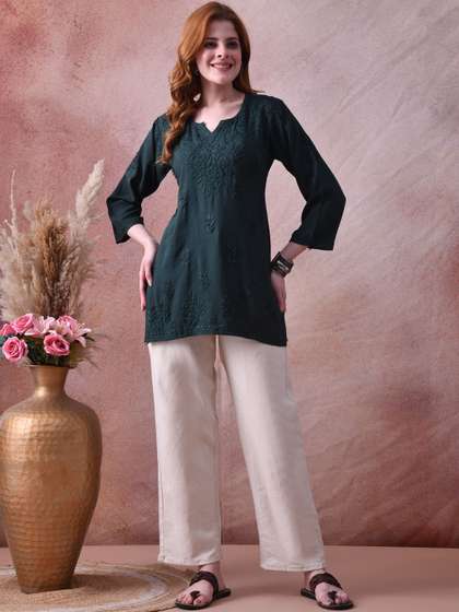 Syrish Embroidered
                          Chikankari Handloom Chikankari Kurti