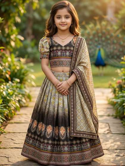 KALINI Girls Printed
                        Ready to Wear Lehenga & Blouse With Dupatta