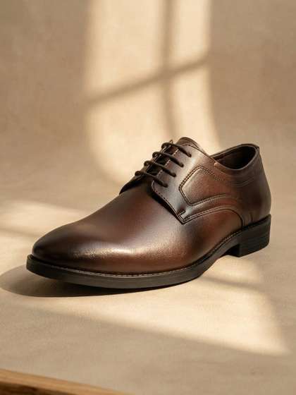 House of Pataudi Men
                        Textured Round Toe Lace-Ups Derbys Formal Shoes