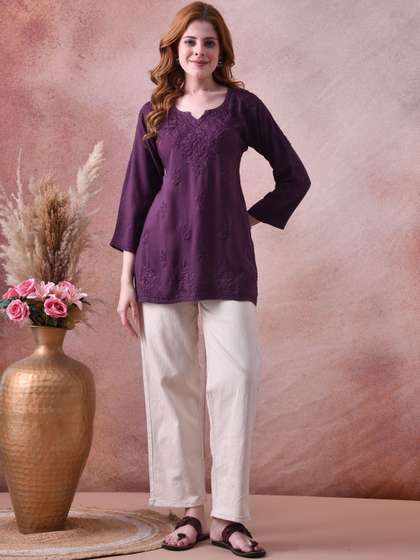 Syrish Embroidered
                          Chikankari Handloom Chikankari Kurti