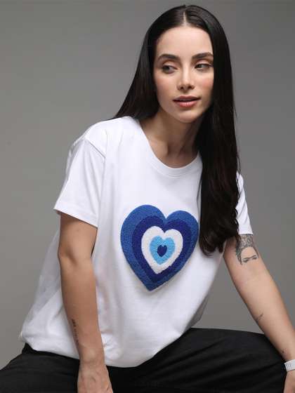DILLINGER Women Self
                      Design Round Neck Boxy T-shirt
