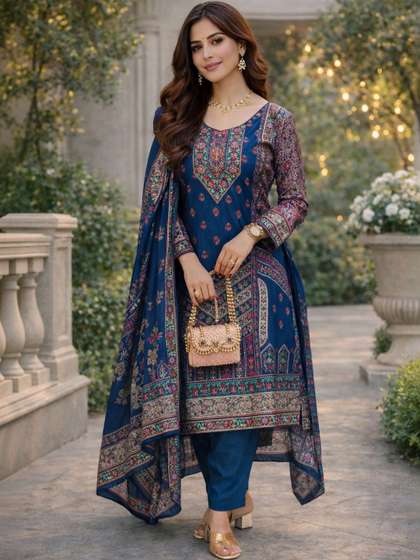 KALINI Women
                          Printed Regular Kurta with Trousers & With
                          Dupatta