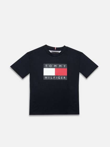 Tommy Hilfiger Boys Navy
                    Blue Cotton Tshirts