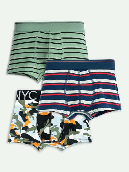 ariel Boys Pack of 3
                      Cotton Blend Assorted Printed Trunks