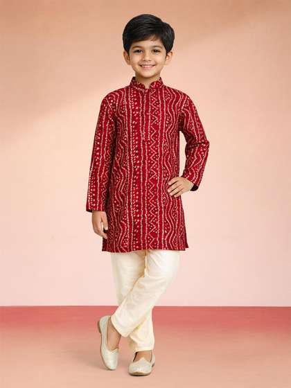 VASTRAMAY Boys Ethnic
                      Motifs Printed Regular Kurta with Pyjamas