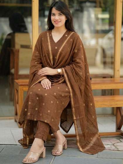 Milvia Women
                          Printed Regular Kurta with Trousers & With
                          Dupatta