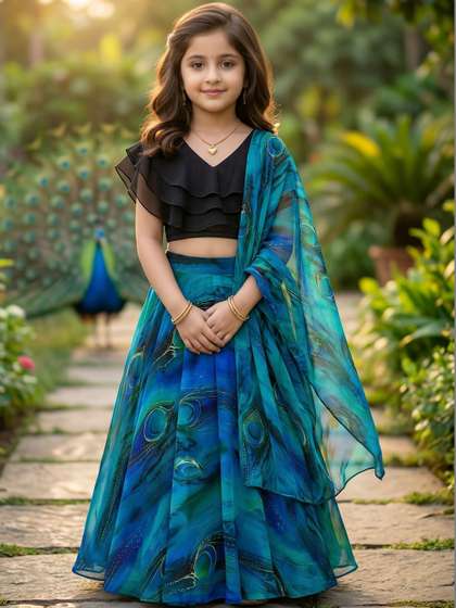 KALINI Girls Printed
                    Ready to Wear Lehenga & Blouse With Dupatta