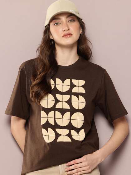 DILLINGER Womens
                        Oversized Short Sleeves Puff Printed T-shirts