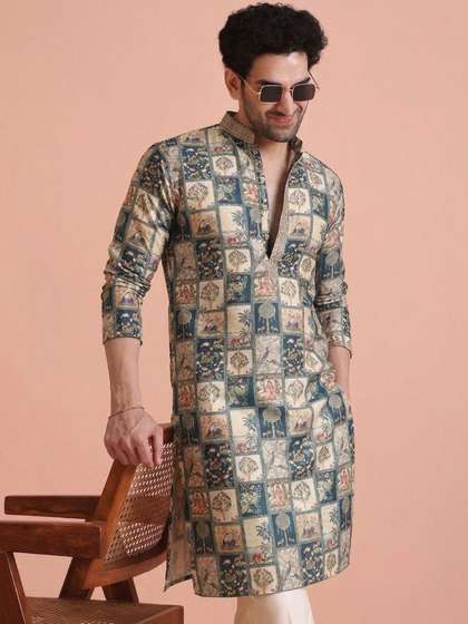 LADY BERRY Men
                          Floral Printed Indie Prints Kurta