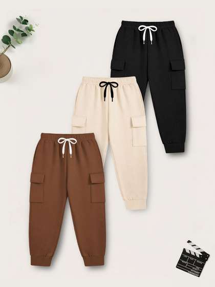 YK X Trampoline Kids
                    Pack of 3 Cotton Cargo Track Pants