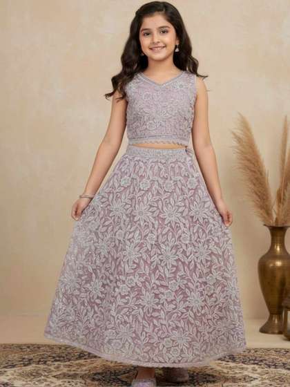 Lagorii Girls
                        Embroidered Sequinned Ready to Wear Lehenga
                        & Blouse With Dupatta