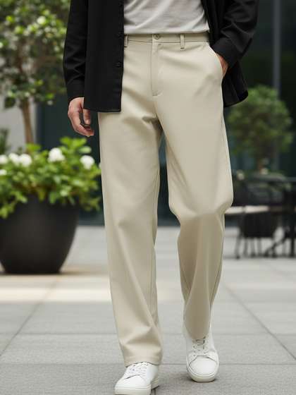 Urbano Fashion Men
                        Solid Non Stretchable Loose Baggy Fit Chino
                        Trousers