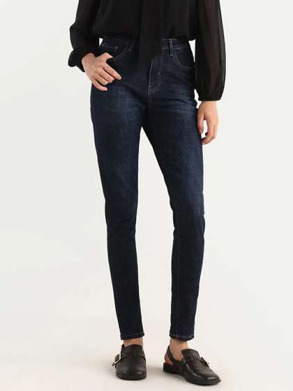 RAREISM Women Blue
                        Plain Sleek Skinny Fit Mid Rise Jeans