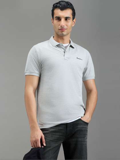 Pepe Jeans Men
                          Grey Solid Short Sleeves Tshirts
