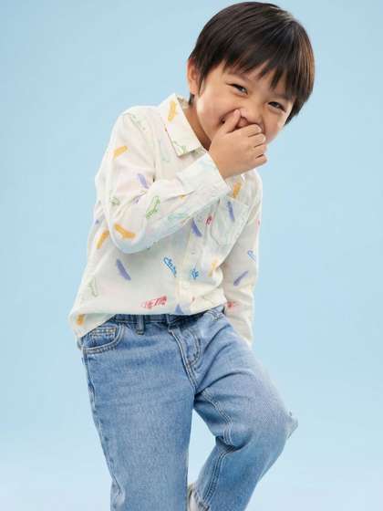 Nauti Nati Boys Cotton
                    Linen Blend Skateboard All Over Print Formal Party
                    Shirts