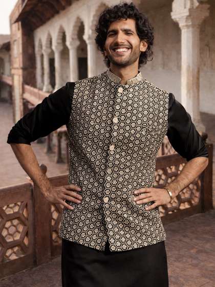VASTRAMAY Mandarin
                        Collared Nehru Jackets