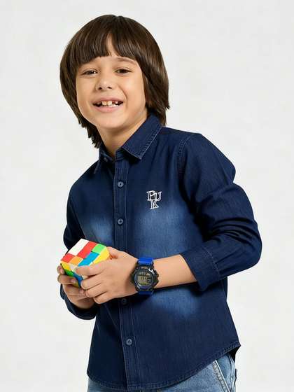 Purple United Kids Boys
                    Denim Easy Layering Durable Fabric All Day Comfort
                    Casual Shirt