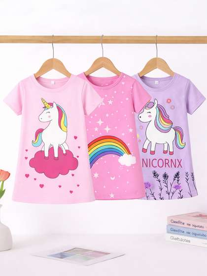 KEESOR Girls Pack of 3
                      Printed Dresses