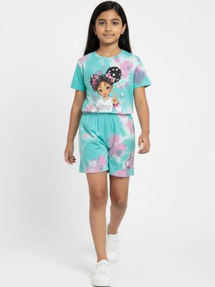 KEESOR Girls Printed
                      T-shirt with Shorts