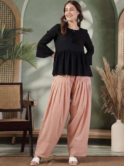 Clora Creation Women
                        Solid Loose Fit Cotton Farshi Salwar