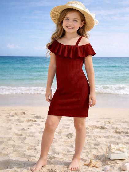 Dhanoo fashion
                    Off-Shoulder Flutter Sleeve Sheath Dress