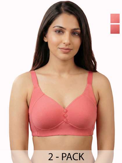 Invisisoft Pack Of 2
                        Cotton Padded Non-Wired Full Coverage Plus-Size
                        Minimiser Bonded Bra