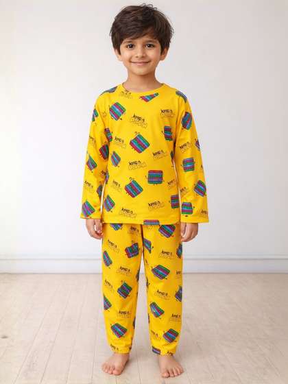 Anthrilo Yellow Kids
                    Boys Pop It Long Sleeve Printed Cotton Night Suit
                    Pyjama Set