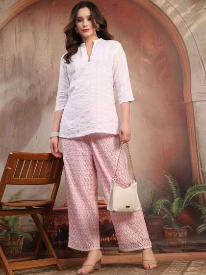 Sangria Self Design
                      Straight Palazzos