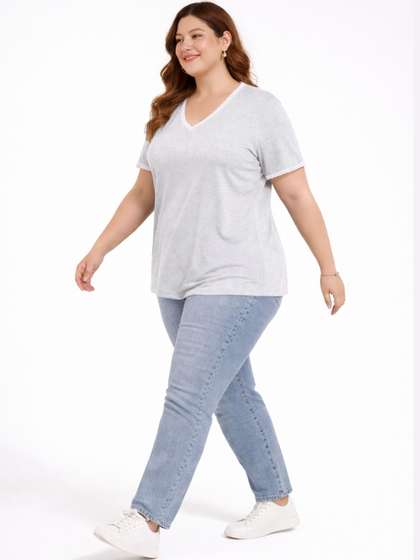 Plus Moonaa Women
                        V-Neck Cotton T-shirt