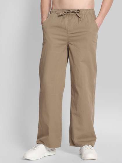 Bene Kleed Men
                          Brown Wide Leg Chino Trousers