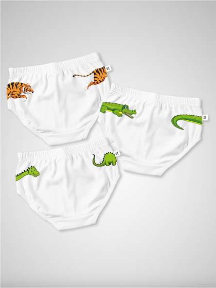 DOODLEBERRY Kids-Boys
                    Pack of 3 Printed Anti Microbial Cotton Basic
                    Briefs
